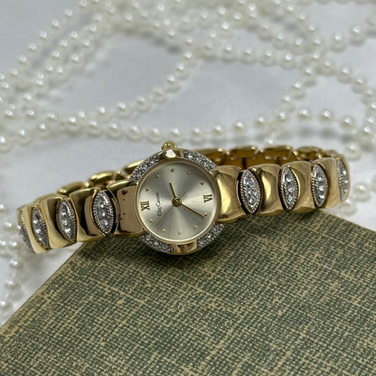 Vintage Two-Tone Diamanté Watch with Roman Numeral Markers