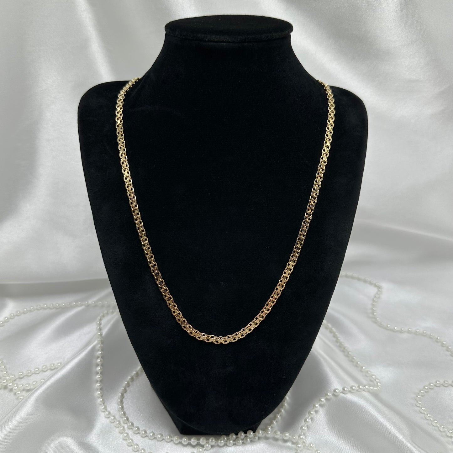 Vintage Flat Gold Chain with Original Velvet Pouch