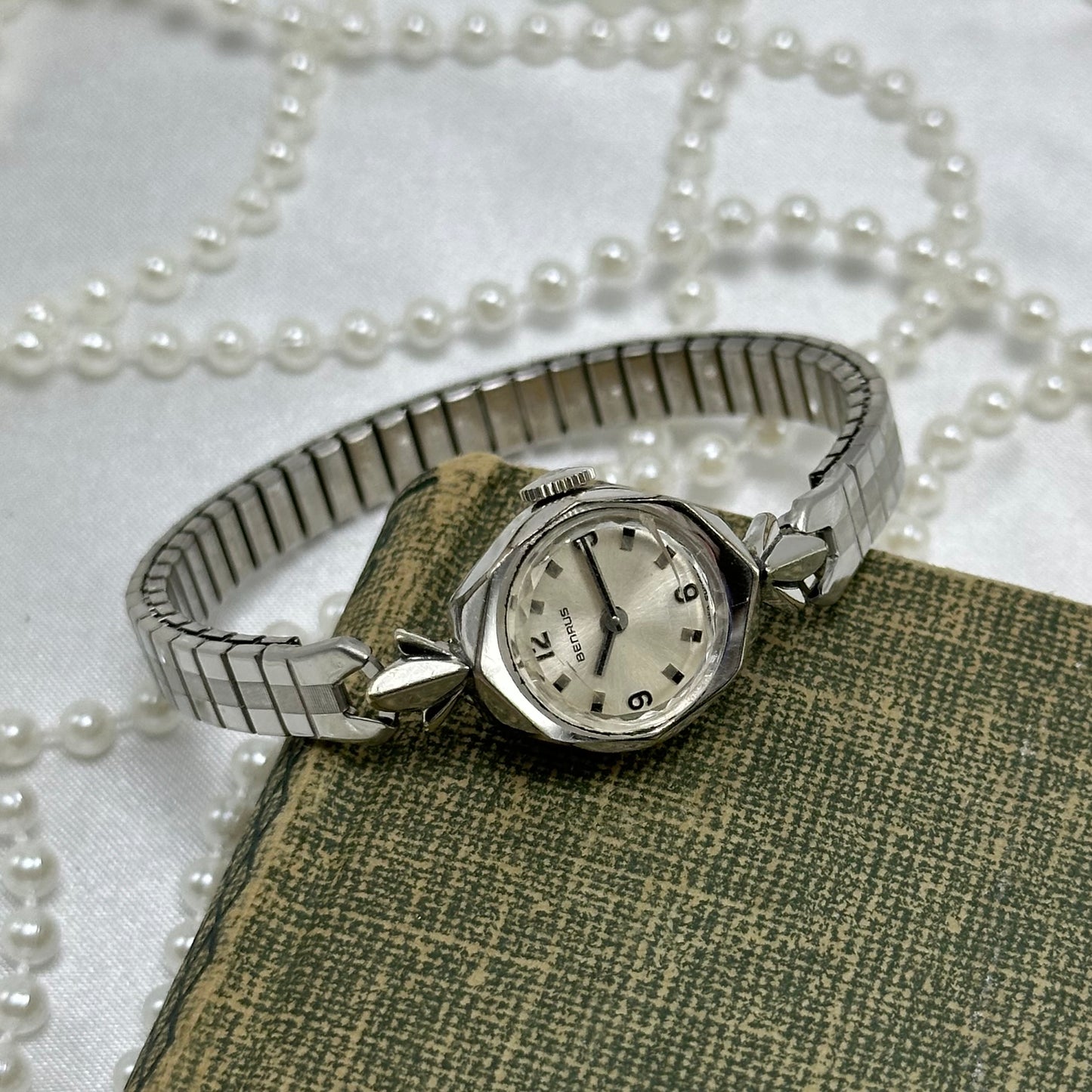 Dainty 10k RGP Silver Benrus Wind-Up Watch