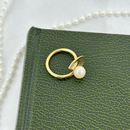 Gold Faux Pearl Ring