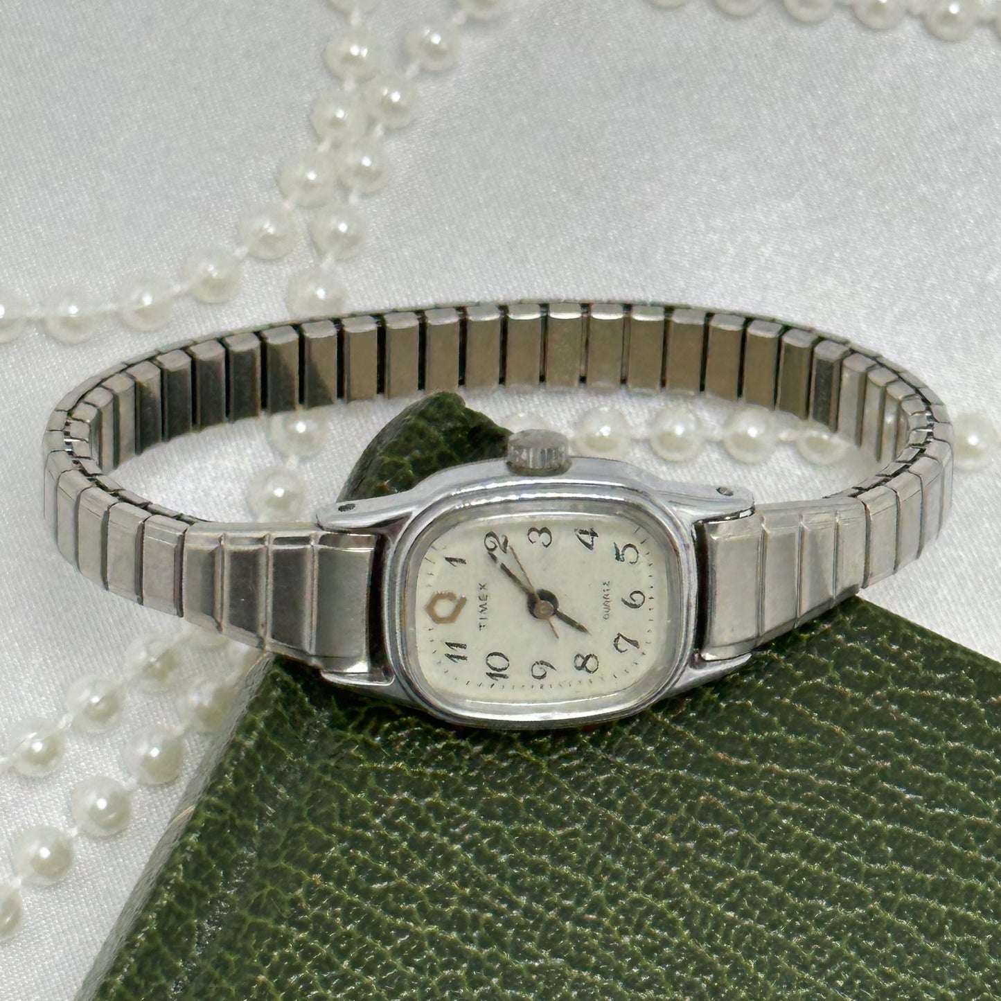 Classic Square Dial Silver Timex Watch