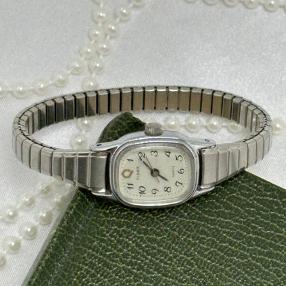 Classic Square Dial Silver Timex Watch