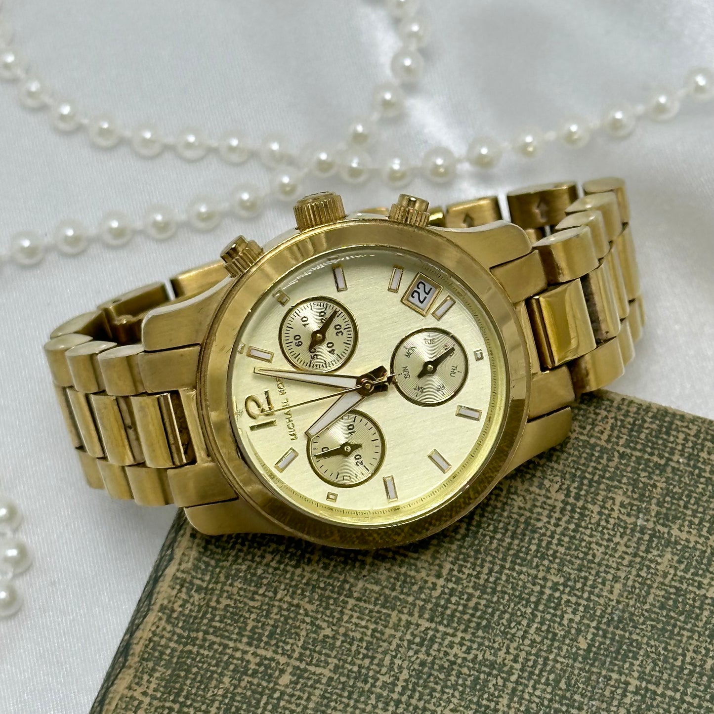 Gold Michael Kors Runway Watch with Date Display