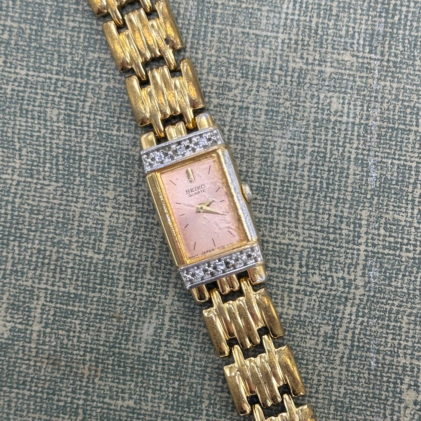 Dainty Pink Dial Diamanté Seiko Watch