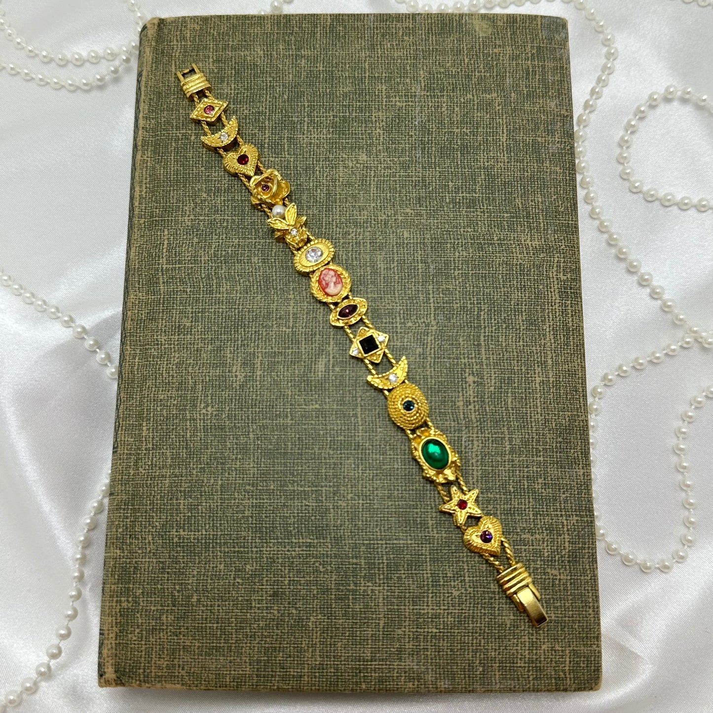 Gold Cameo Slider Charm Bracelet