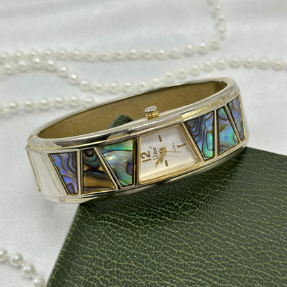 Gold Vivani Abalone Cuff Watch