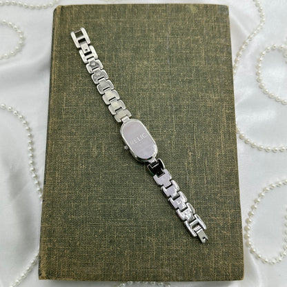 Silver Diamanté Fossil Watch with Purple and Pink Iridescent Dial