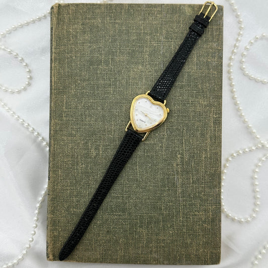 Vintage Avon Gold Heart Watch with Mother of Pearl Dial