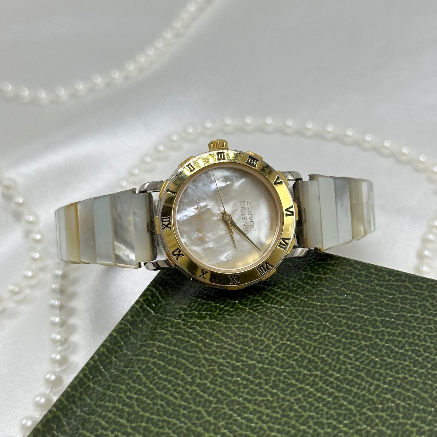 Mother of Pearl Abalone Gold Watch with Round Dial