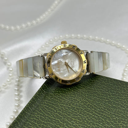 Mother of Pearl Abalone Gold Watch with Round Dial