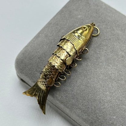 1970's Vintage Articulated Gold Fish Pendant
