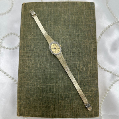 Gold Diamanté Deauville Oval Dial Watch