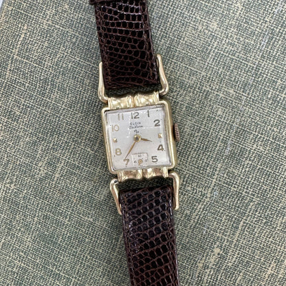 1951 Vintage 10k GF Wind-Up Elgin De Luxe Square Dial Watch