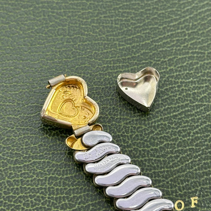 1940's Vintage Gold Sweetheart Bracelet with Hidden Heart Compartment