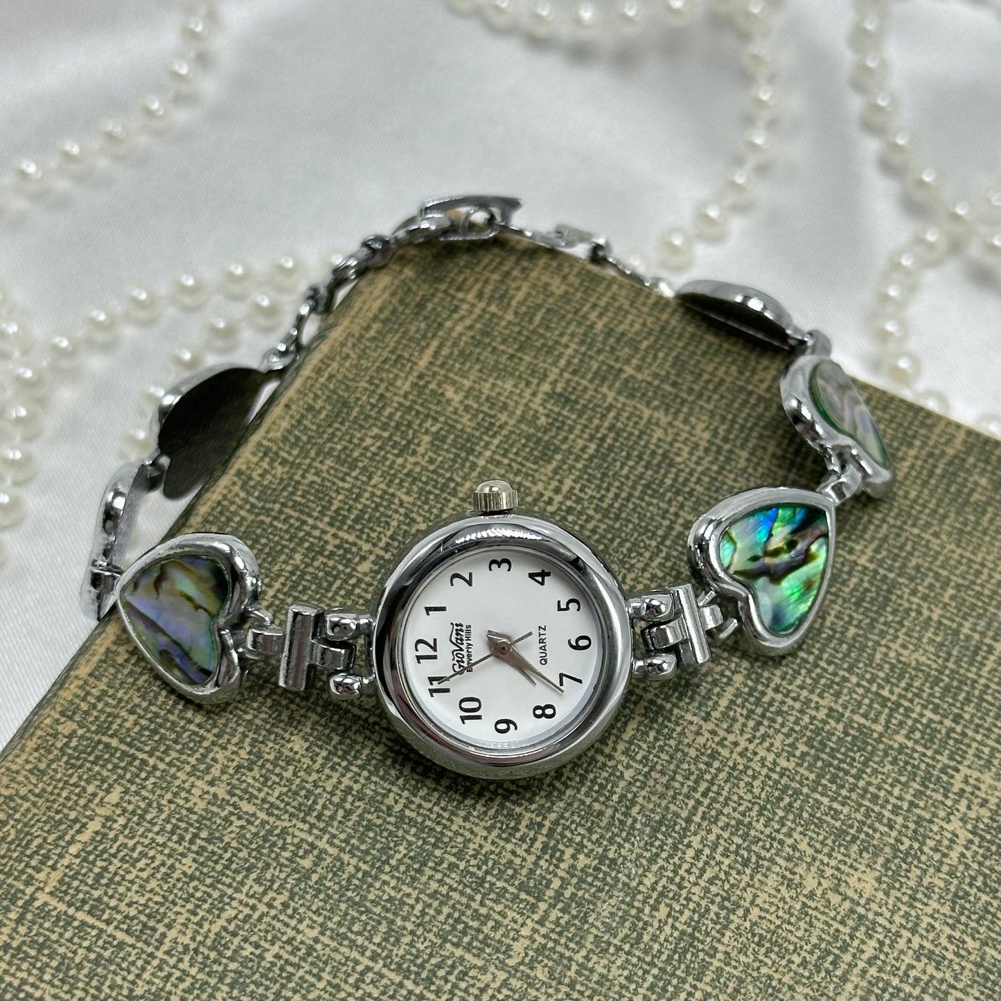 Dainty Silver Abalone Heart Watch