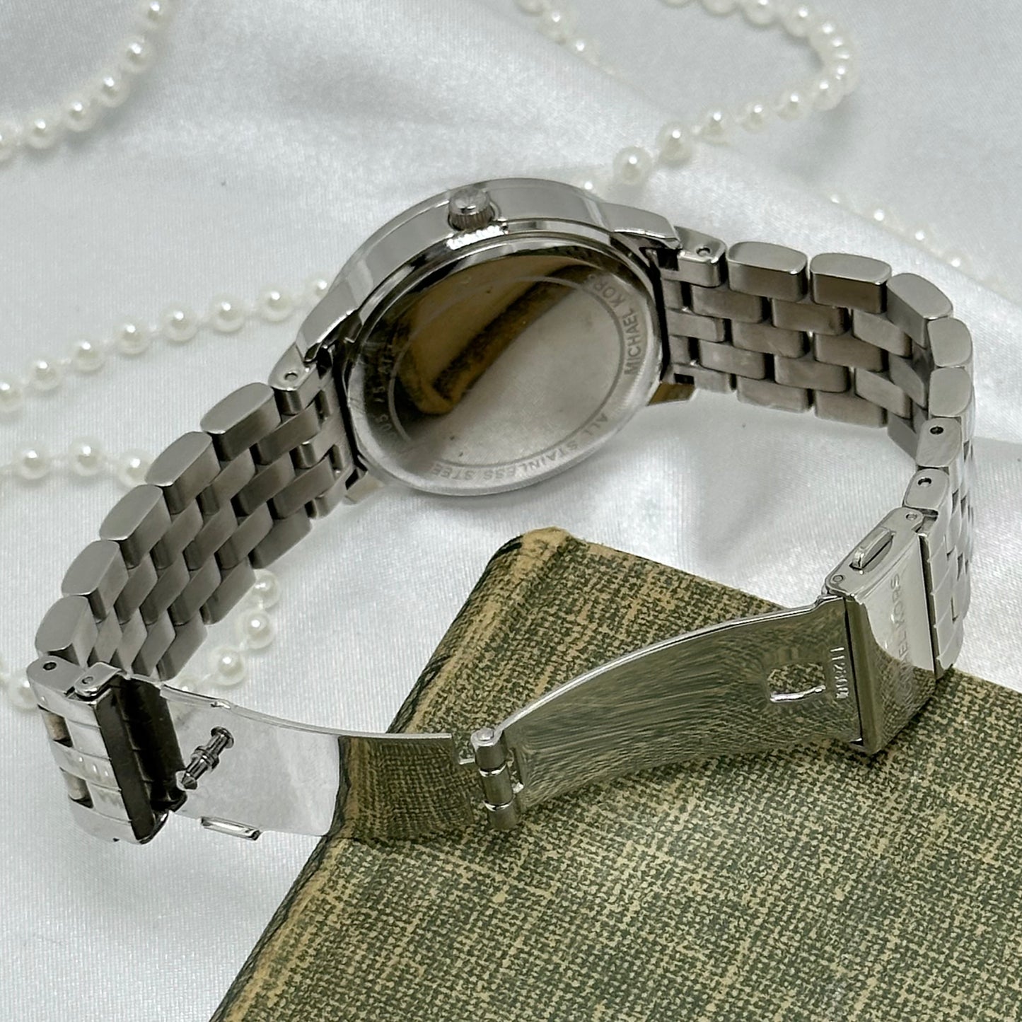 Vintage Silver Michael Kors Watch with Round Diamanté Dial