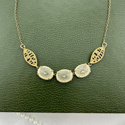 Gold Art Deco Camphor Glass Necklace