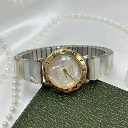 Mother of Pearl Abalone Gold Watch with Round Dial