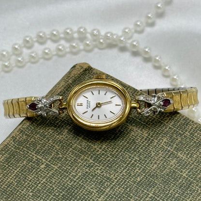 Dainty Ruby Pulsar Watch with Oval Dial