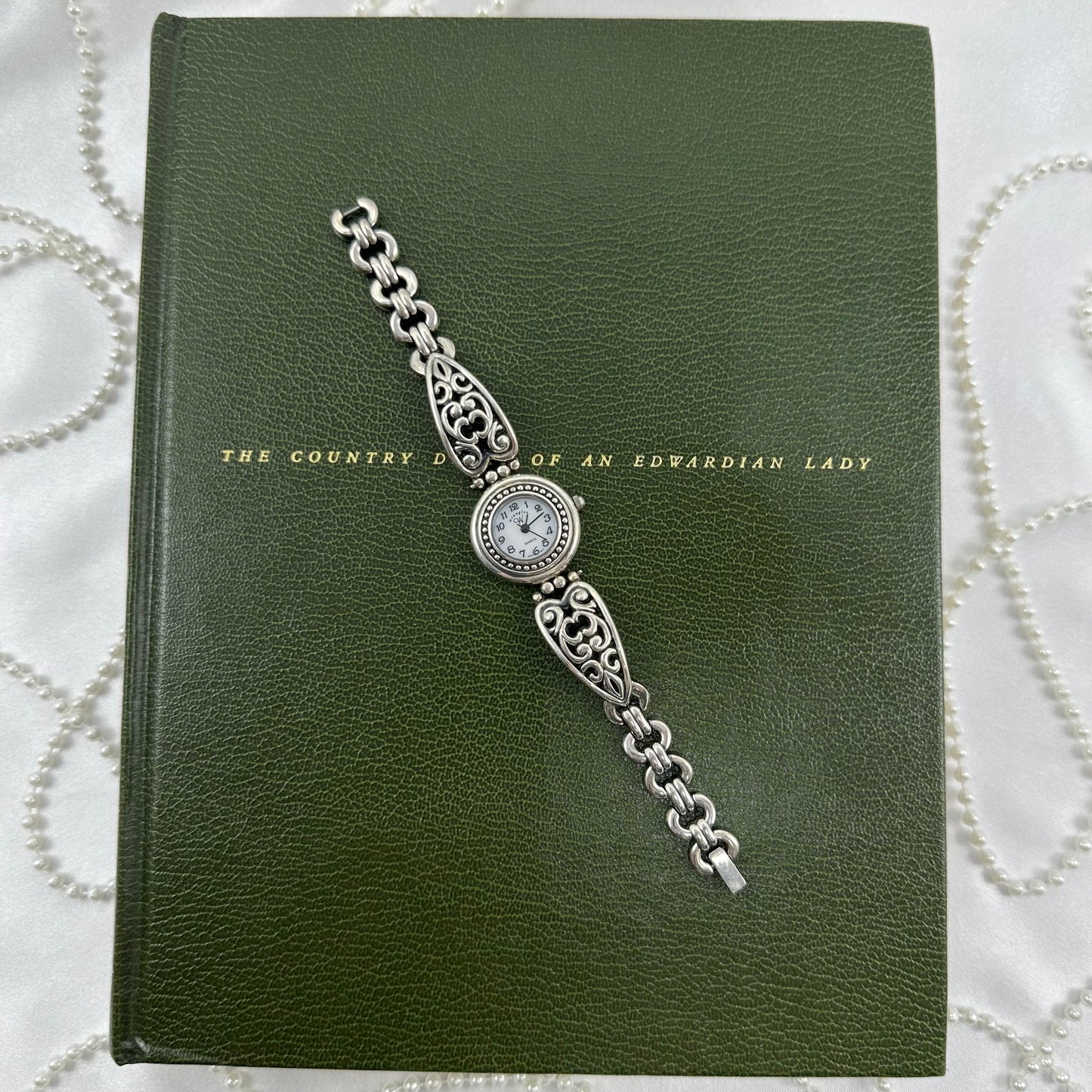 Silver Wrangler Watch with Mother of Pearl Dial and Filigree Band