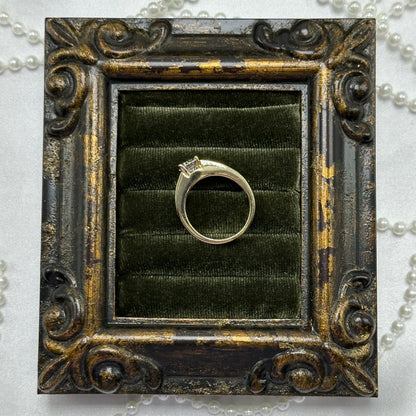 Round Cubic Zirconia Stone Vintage Deadstock Ring 14k Gold Electroplated