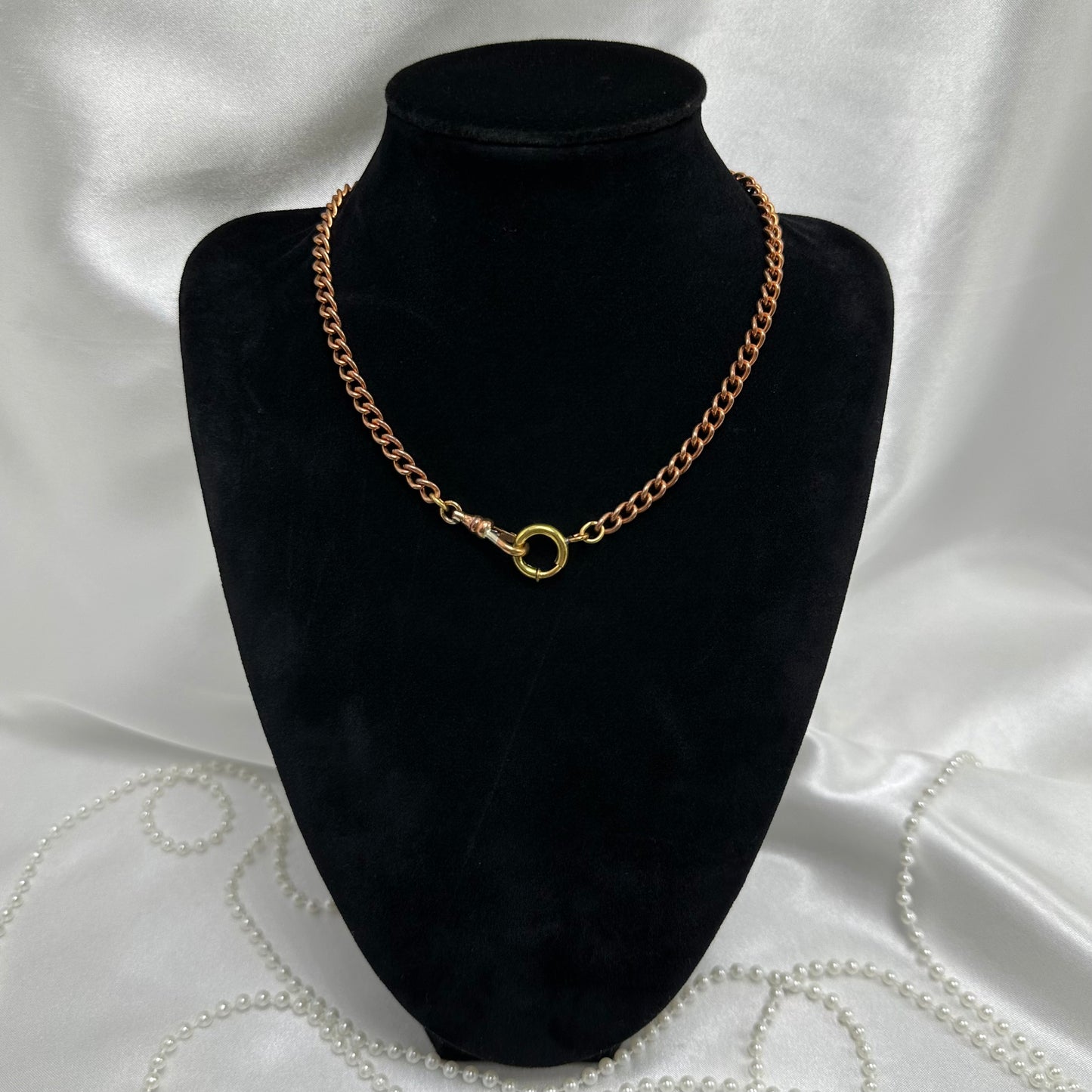 1960's Vintage Rose Gold Chunky Curb Watch Chain with Dog Clip Clasp