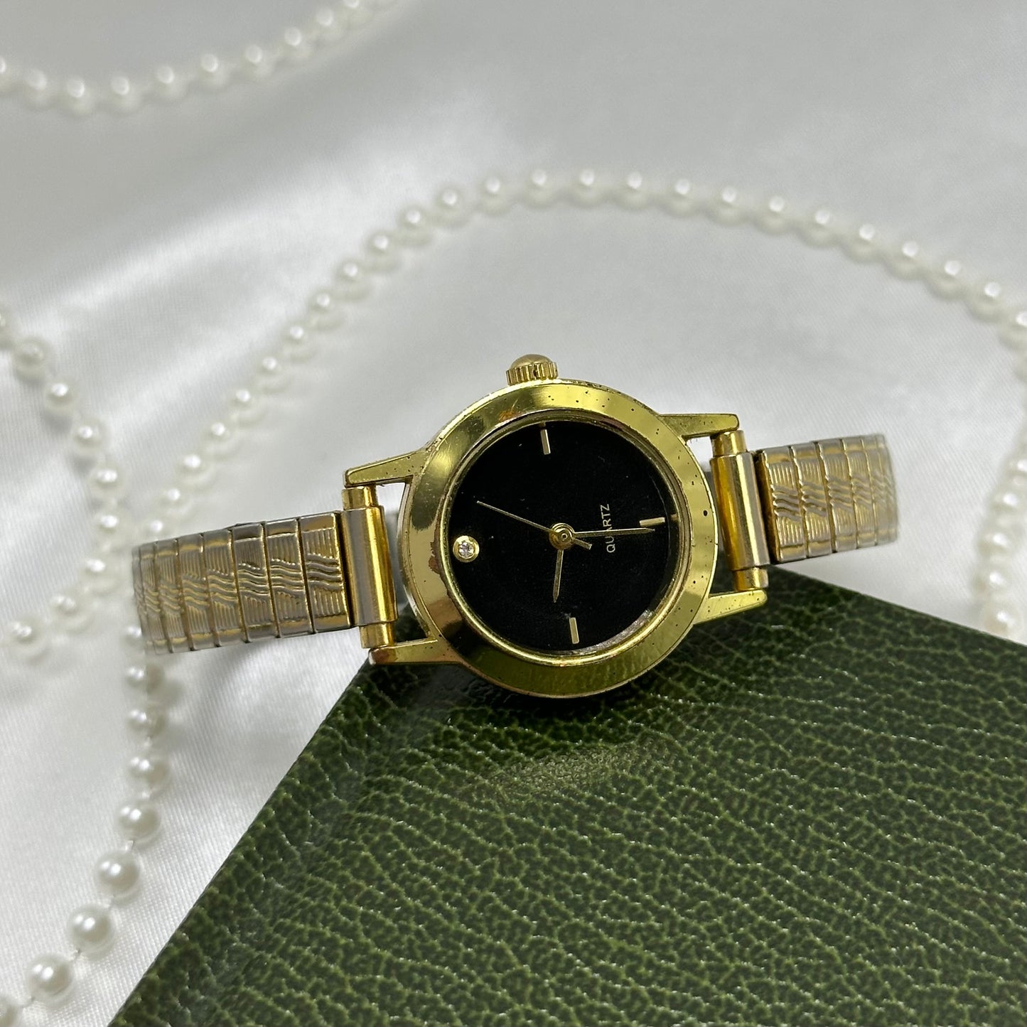 Classic Gold Watch with Black Round Dial