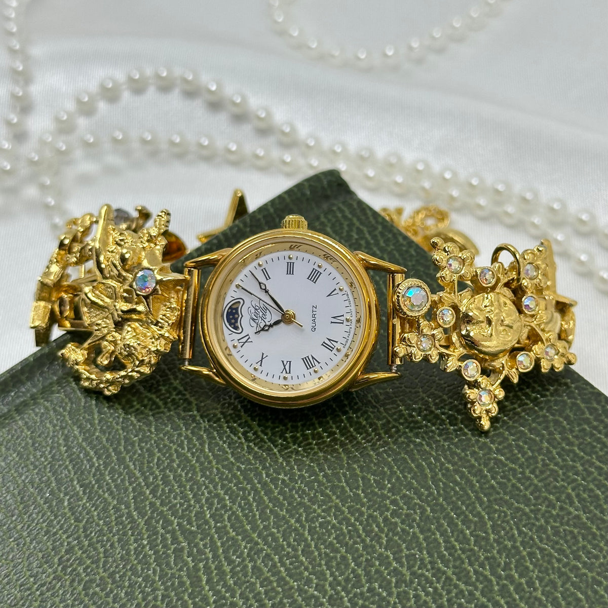Rare AB Kirks Folly Gold Celestial Charm Watch