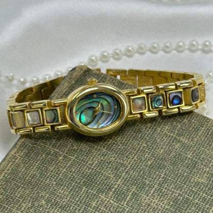 Oval Dial Gold Abalone Watch