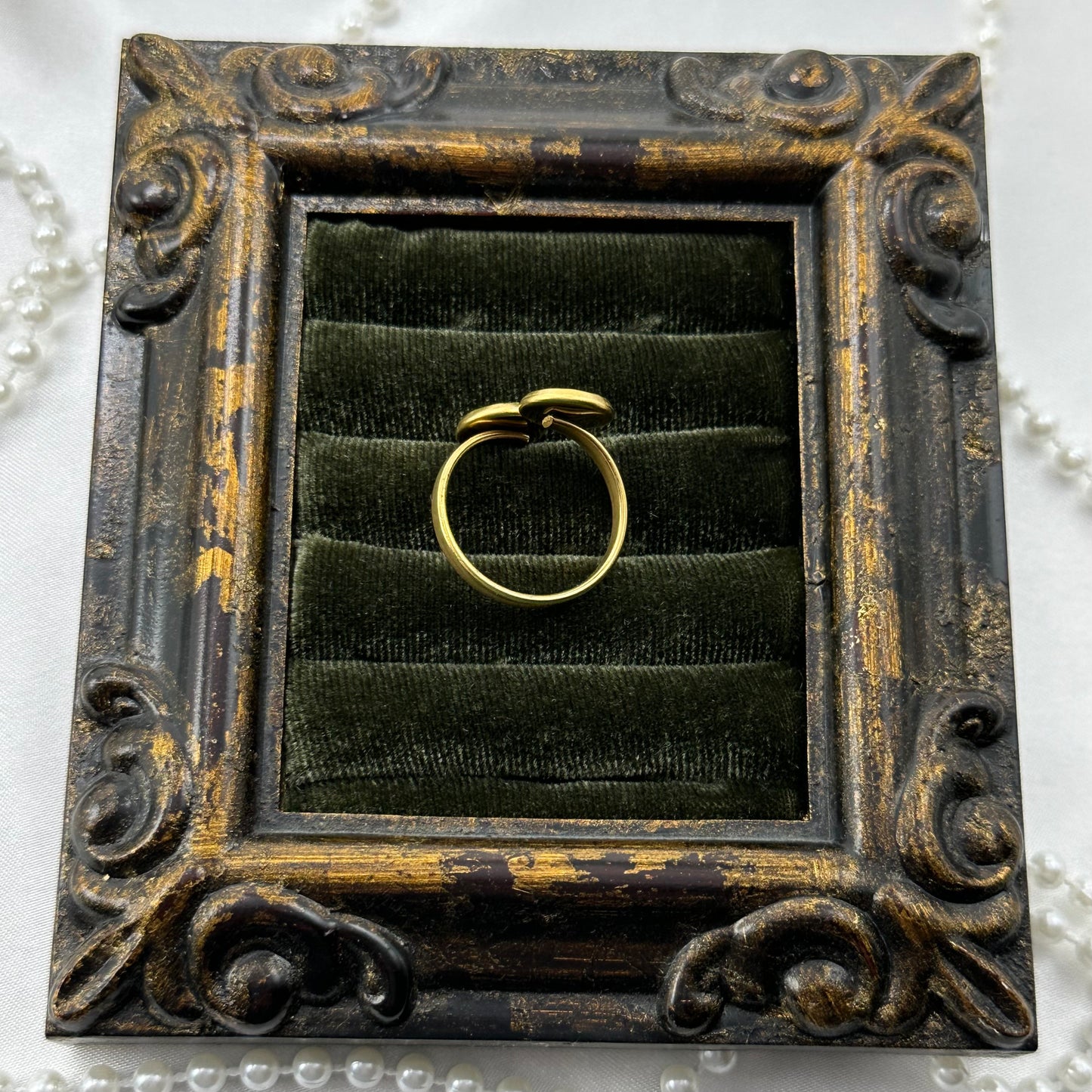 Blue Flower Gold Bypass Ring