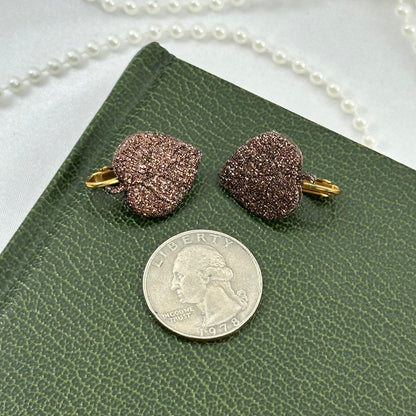 Glitter Leaf Gold Clip On Earrings