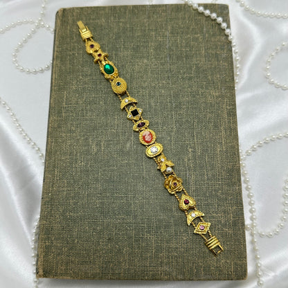 Gold Cameo Slider Charm Bracelet