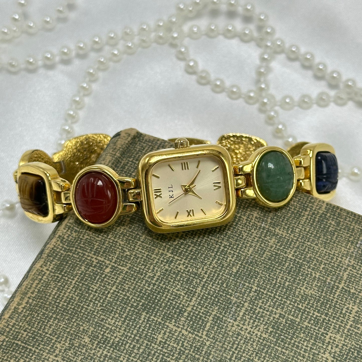 Gold Kenneth Jay Lane Scarab Watch