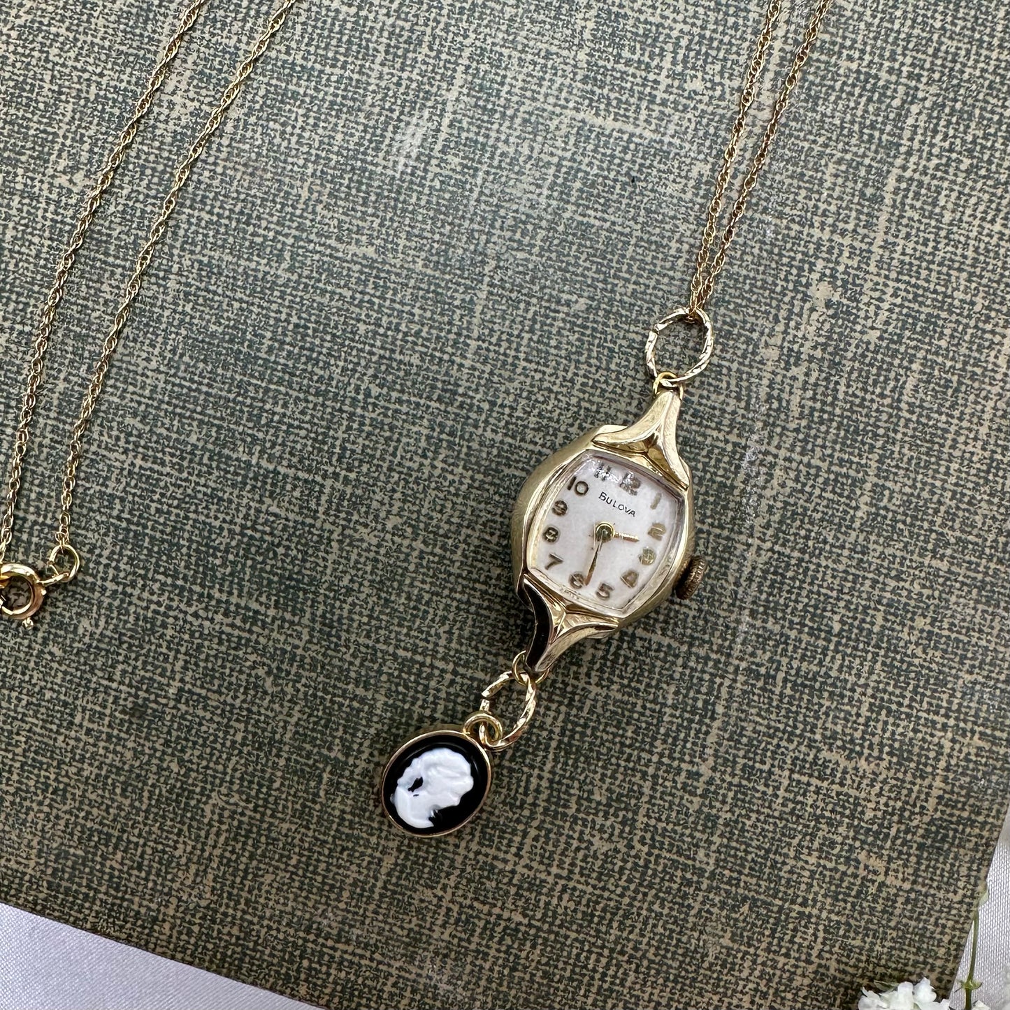 1960's Cameo Watch Necklace