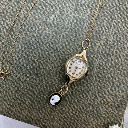 1960's Cameo Watch Necklace