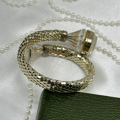 Silver Vintage Wind-Up Wrap Around Mesh Bracelet Watch