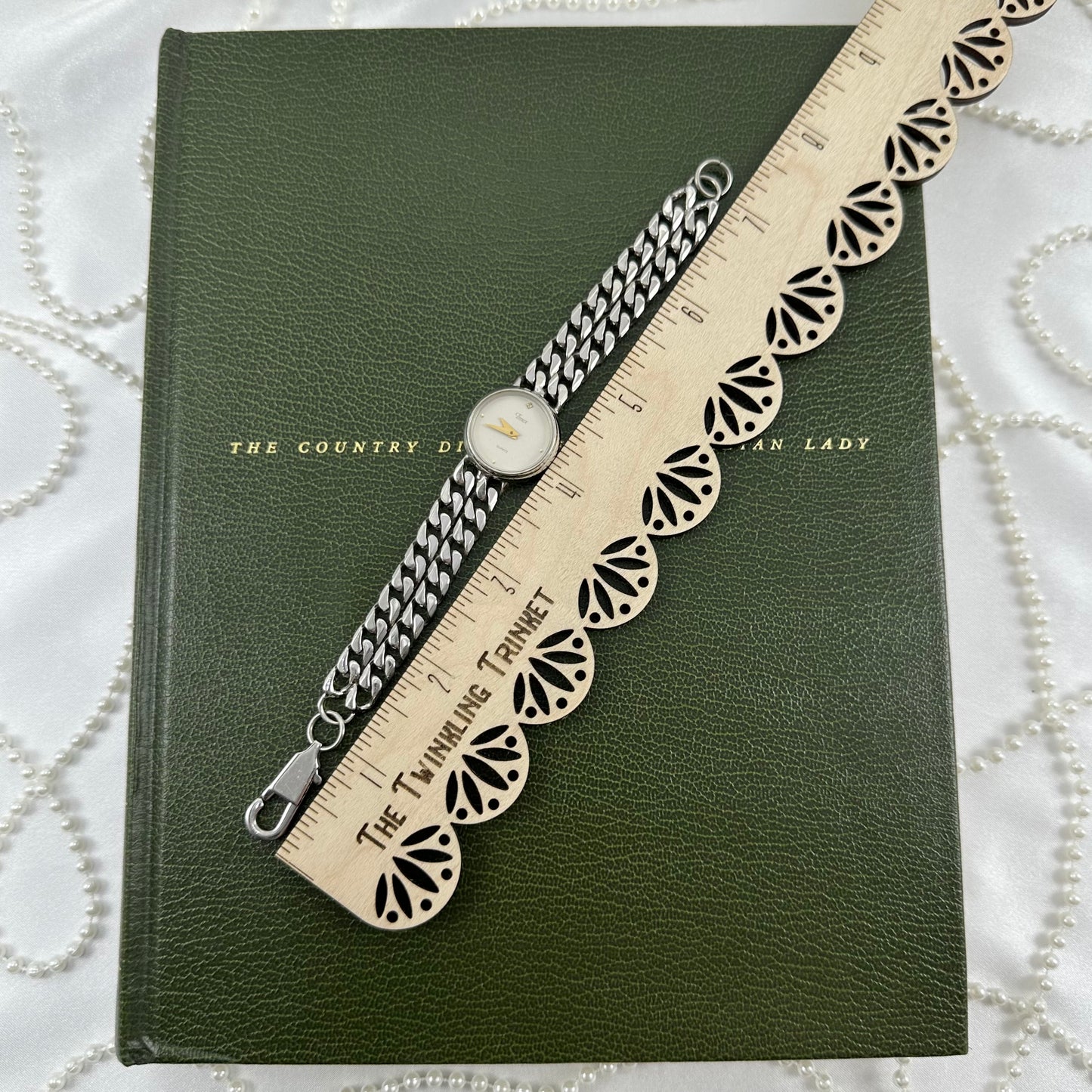 Silver Chain Timex Watch with Gold Hands