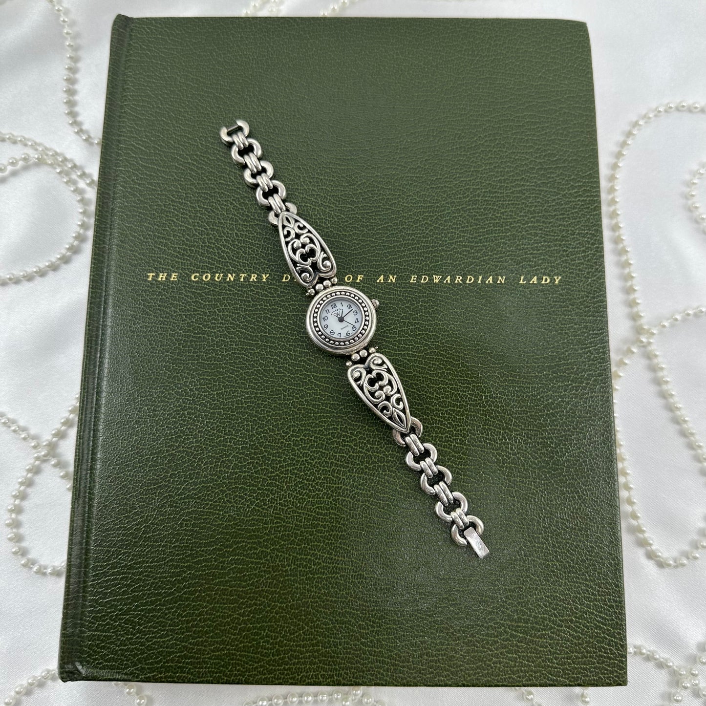Silver Wrangler Watch with Mother of Pearl Dial and Filigree Band