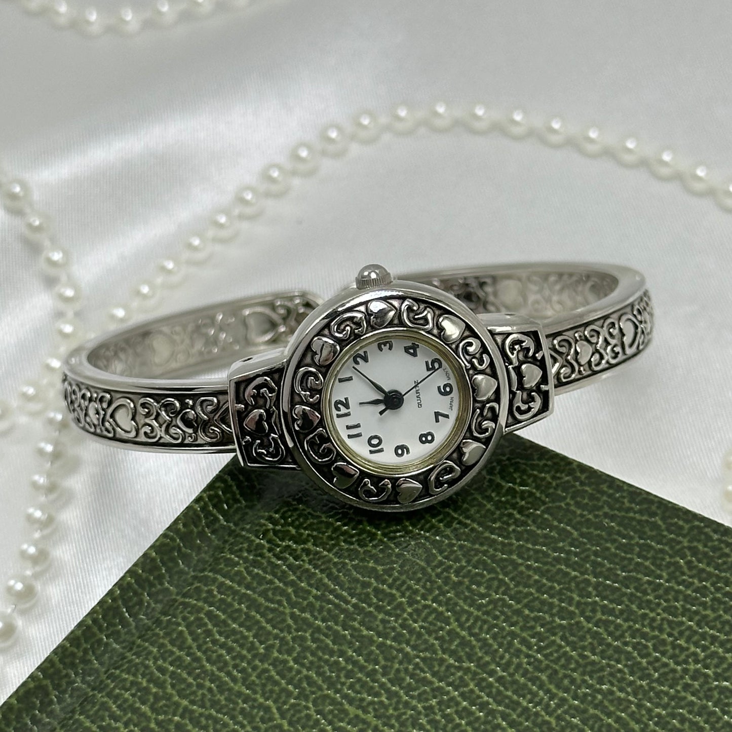Silver Hearts Cuff Watch