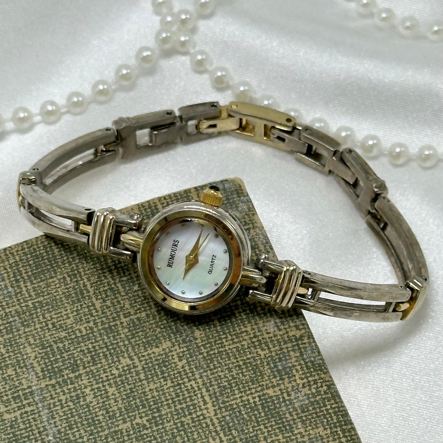 Two-Tone Rumours Watch with Mother of Pearl Dial and Black Jewel Crown