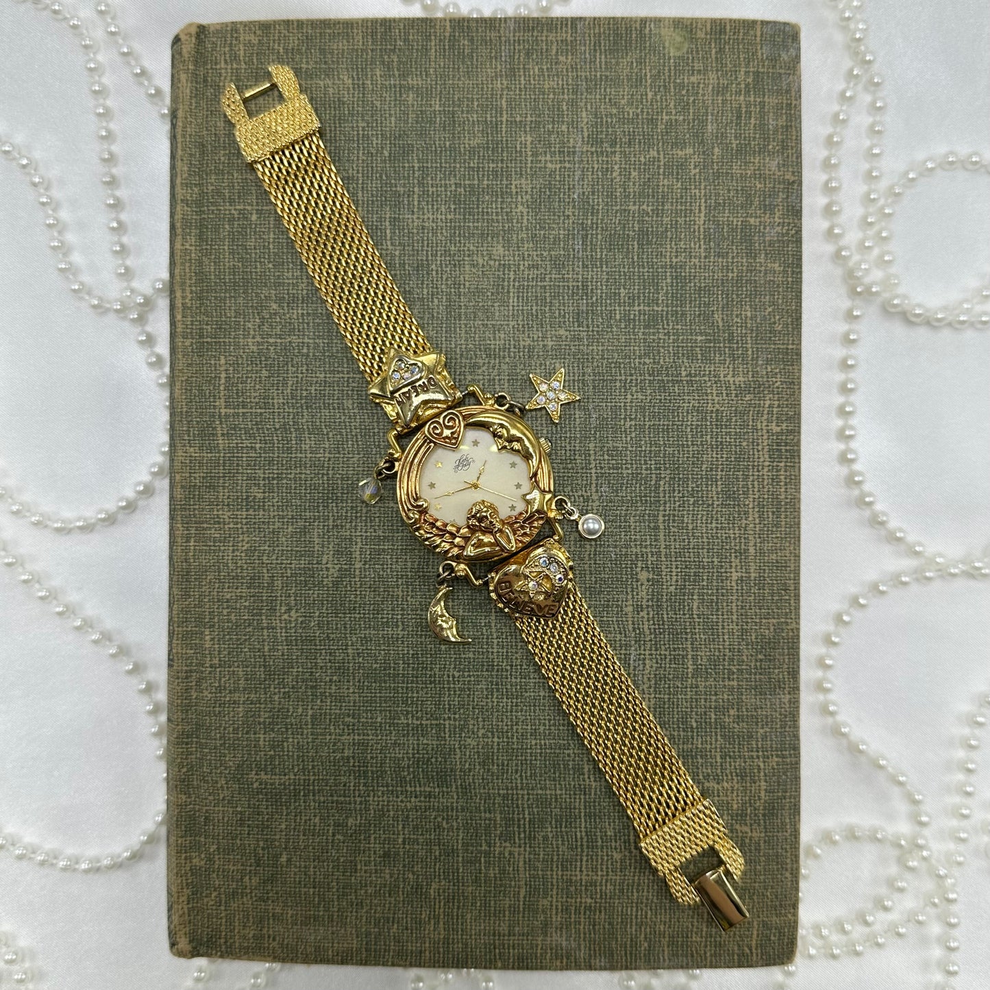 Rare Vintage Kirk's Folly "Angel Time" Gold Charm Watch