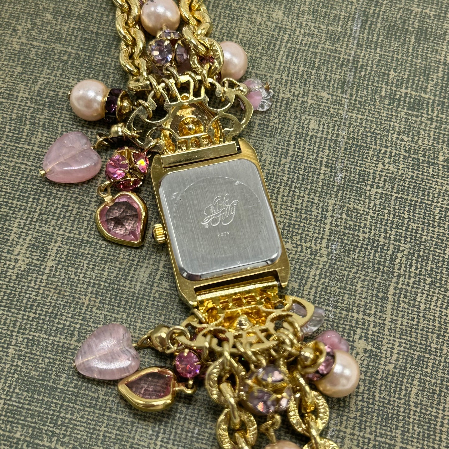 Rare Vintage Kirk's Folly Pink and Gold Charm Watch