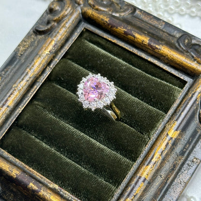 Vintage Light Pink Heart Stone Deadstock Ring 14k Gold Electroplated