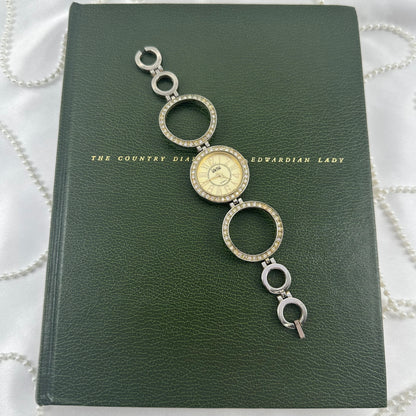 Gold Figaro Milano Diamanté Circle Watch