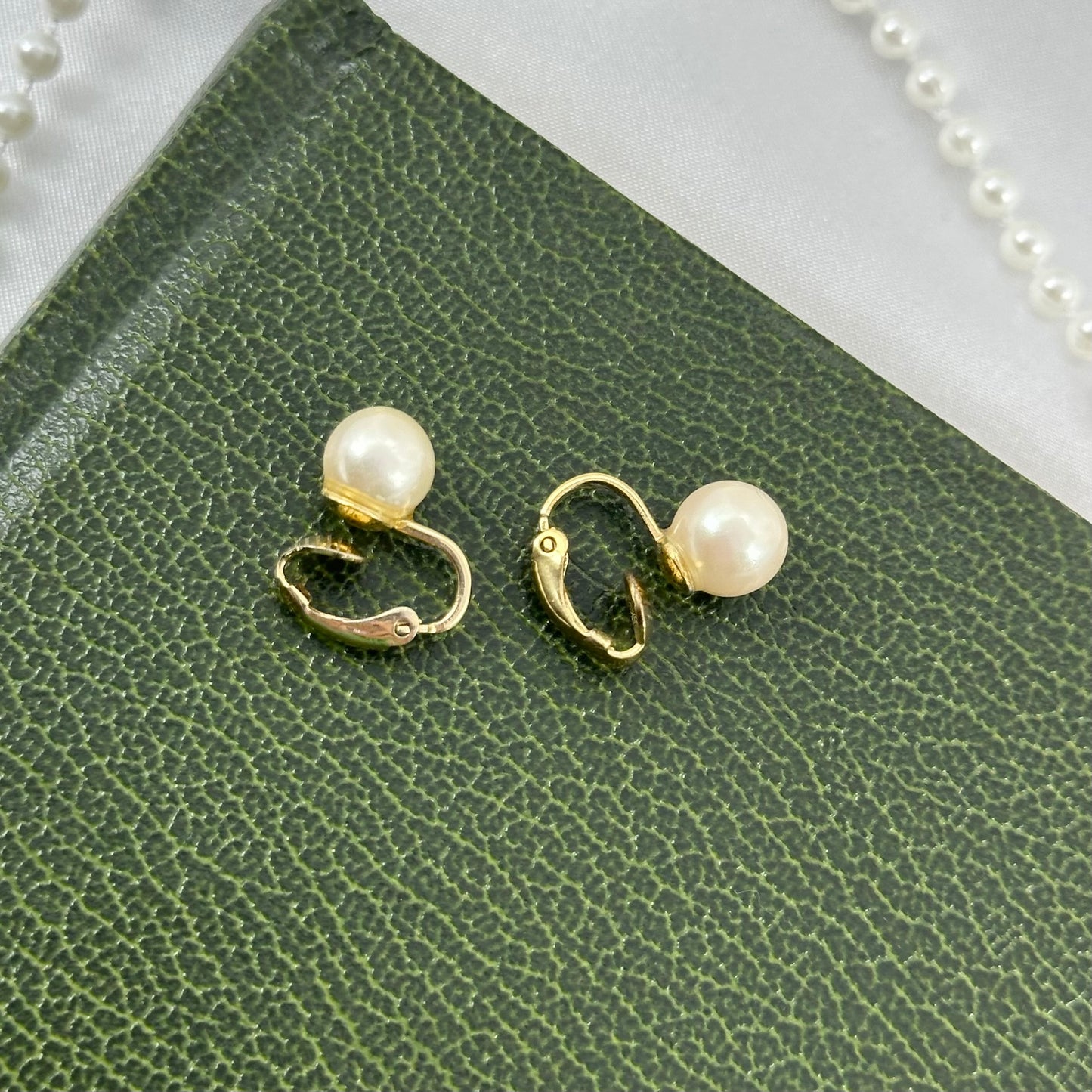 Classic Pearl Gold Clip On Earrings