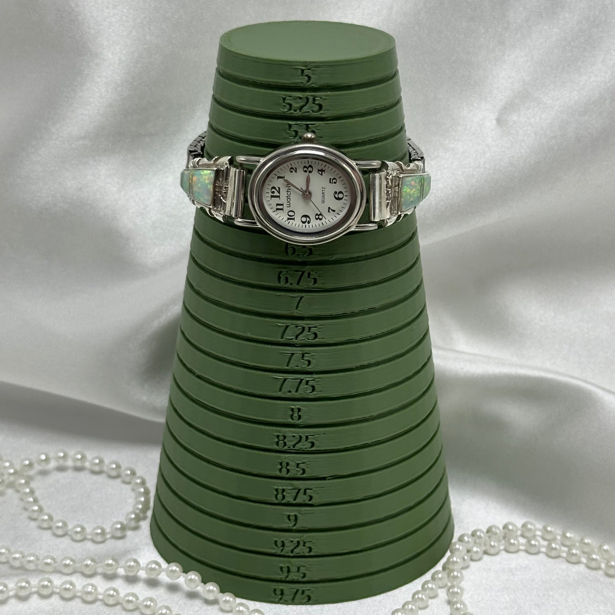 Oval Dial Watch with Sterling Silver and Opal Band
