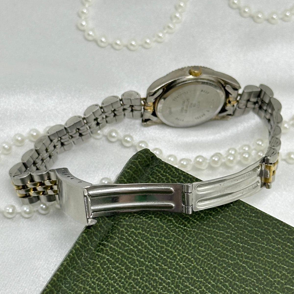1990's Waltham Prestige Two-Tone Tank Watch with Champagne Dial