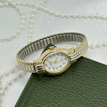 Dainty Two-Tone Oval Dial Acqua Watch