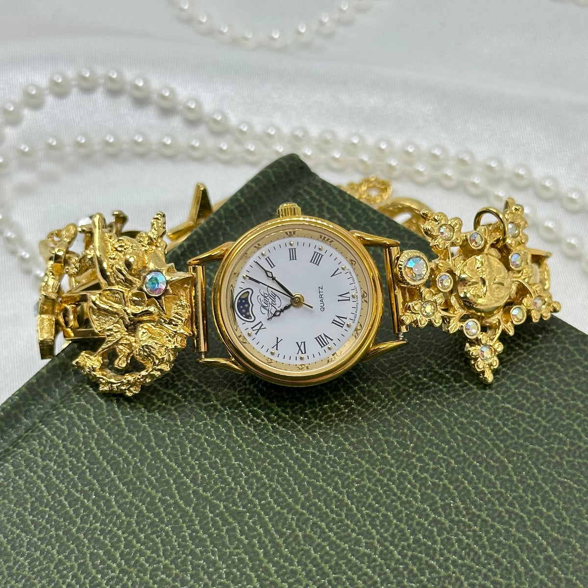 Rare AB Kirks Folly Gold Celestial Charm Watch