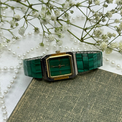 Green and Gold Malachite Watch